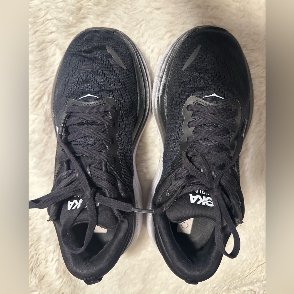 Hoka Bondi 8 Women's Black Athletic Shoes - Picture 8 of 9